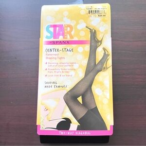 Star Power by SPANX Center-Stage Two Way Diagonal Patterned Black Shaping Tights